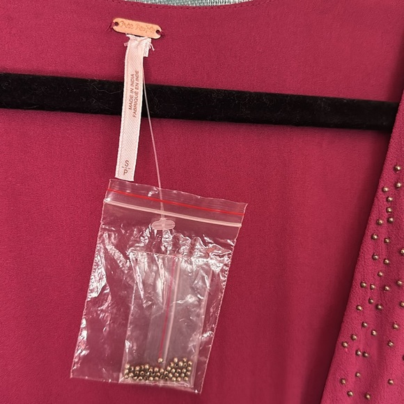 Free People Long Beaded Boho Burgundy Gown NWOT - Picture 9 of 9